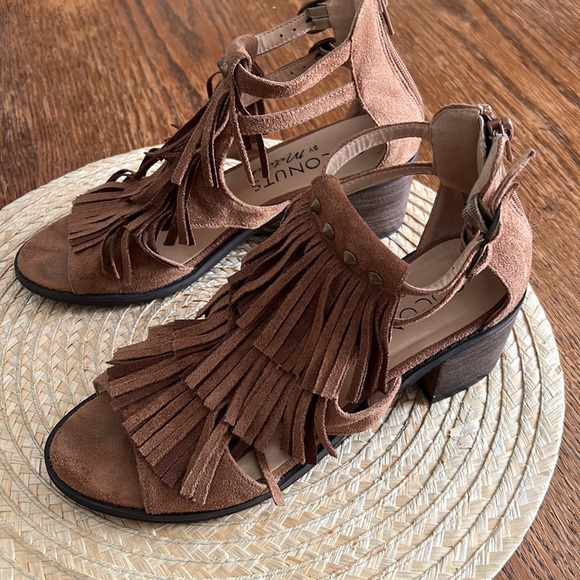 Coconuts Matisse Tassel Fringe Open Toe Block Heel Sandals Size 6.5 - Picture 5 of 14